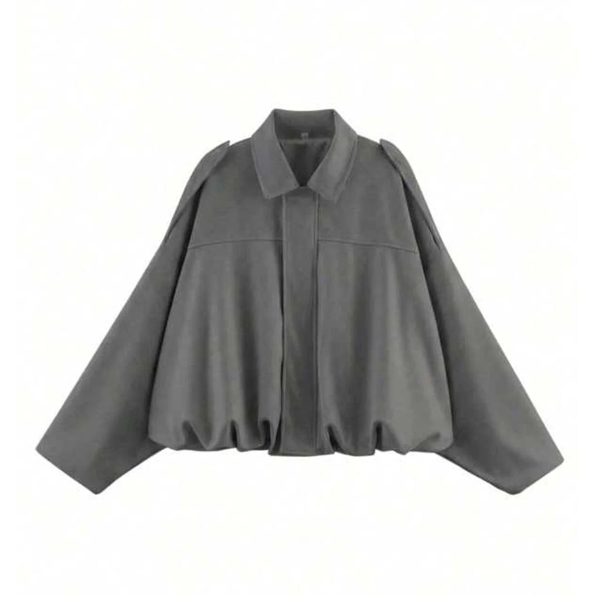 Damen Kurzjacke Oversize Cropped mit Kragen Braun