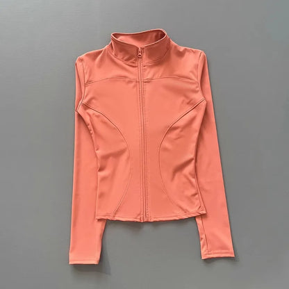 Damen Sportjacke mit Stehkragen & Reißverschluss, Langarm, schmale Passform