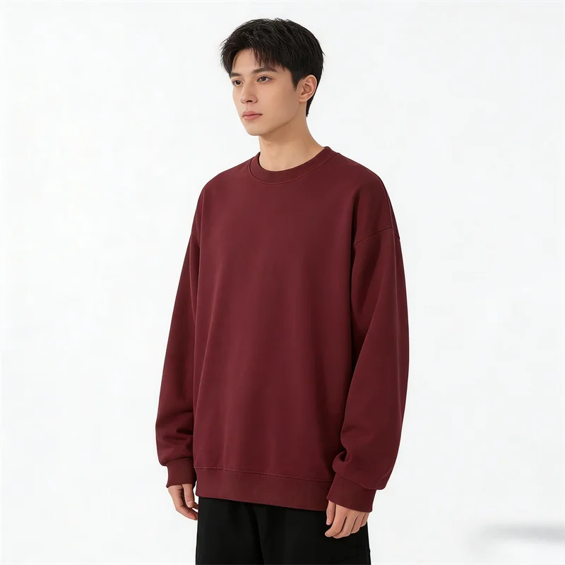 Unisex Basic Rundhals Sweatshirt Uni Farbe Langarm