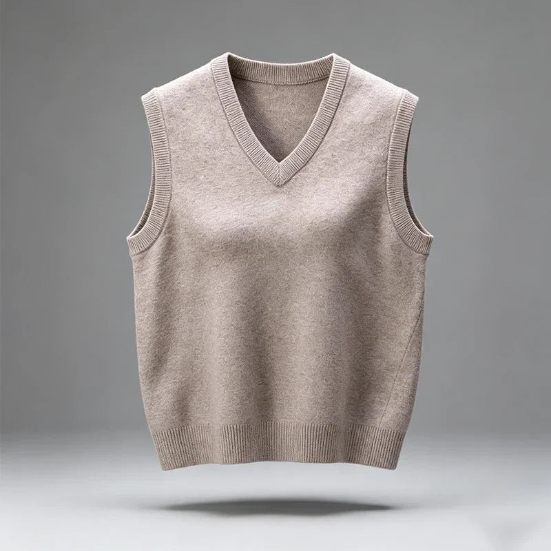 Unisex Pullover Weste V-Ausschnitt Strickweste Ärmellos Casual Weiches Material