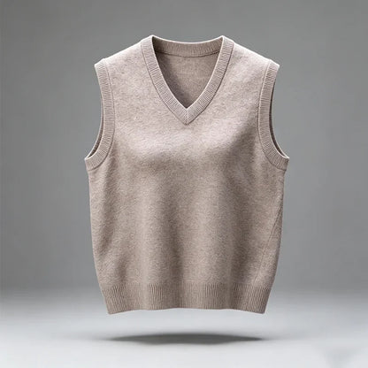Unisex Pullover Weste V-Ausschnitt Strickweste Ärmellos Casual Weiches Material