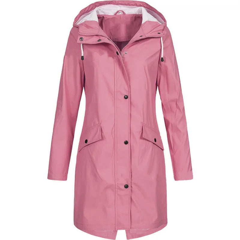 Damen Regenjacke mit Kapuze, olivgrün, Langarm