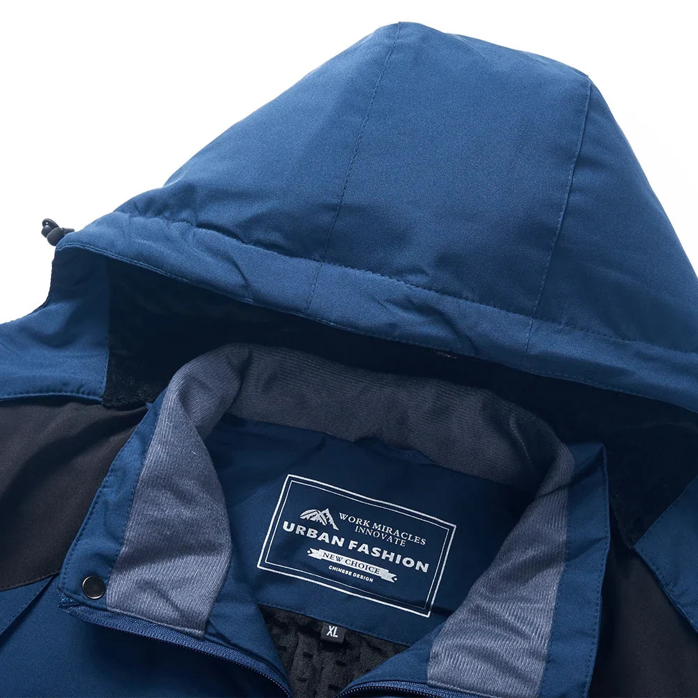 Herren Winterjacke mit Kapuze und Fleece-Futter – Atmungsaktiv & Winddicht, Blau
