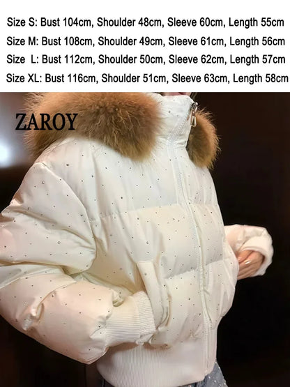 Damen Steppjacke mit Kapuze und Druckknöpfen, Winterjacke gefüttert
