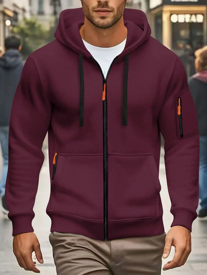 Herren Kapuzenjacke mit Reißverschluss und Kontrastdetails