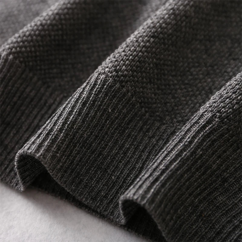 Unisex Langarm-Pullover mit Rundhalsausschnitt Feinstrick Grau Schwarz Braun