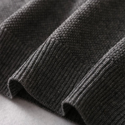 Unisex Langarm-Pullover mit Rundhalsausschnitt Feinstrick Grau Schwarz Braun