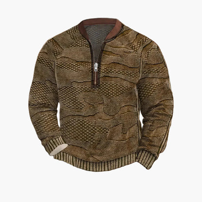 Herren Strickpullover im Street Style mit halbem Reißverschluss – Modischer Freizeitpullover für Frühling und Herbst