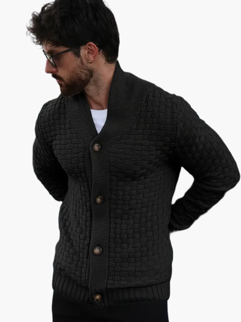 Herren Strickjacke – Modischer Casual Cardigan mit Schalkragen für Alltag und Freizeit