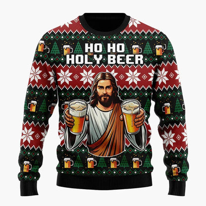Herren Ugly Christmas Sweater mit Santa und Bier – Lustiger Weihnachtspullover für Weihnachten & Partys