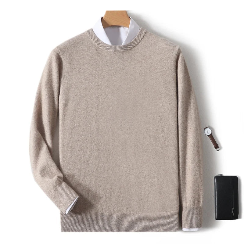 Herren Rundhals Pullover Langarm Feinstrick Basic