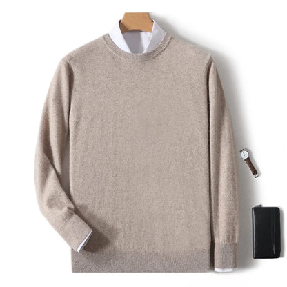 Herren Rundhals Pullover Langarm Feinstrick Basic