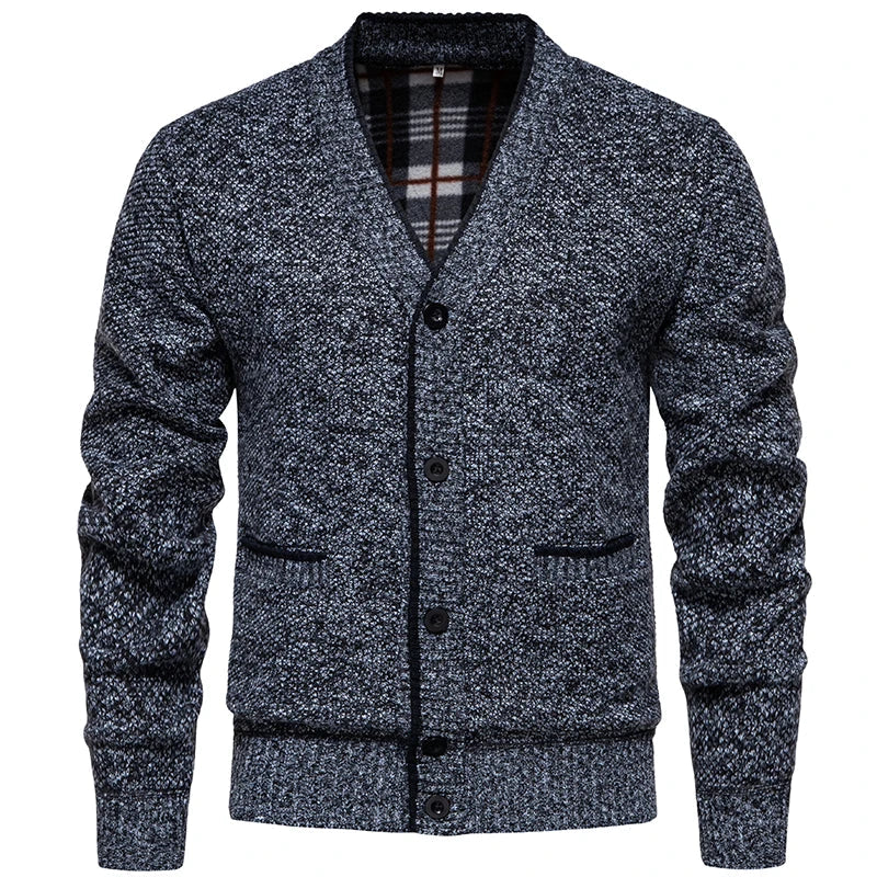 Herren Strickjacke V-Ausschnitt Knopfleiste Feinstrick