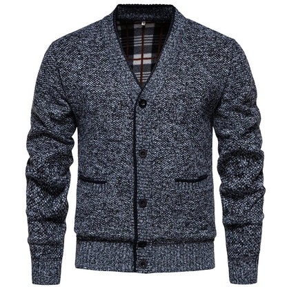 Herren Strickjacke V-Ausschnitt Knopfleiste Feinstrick