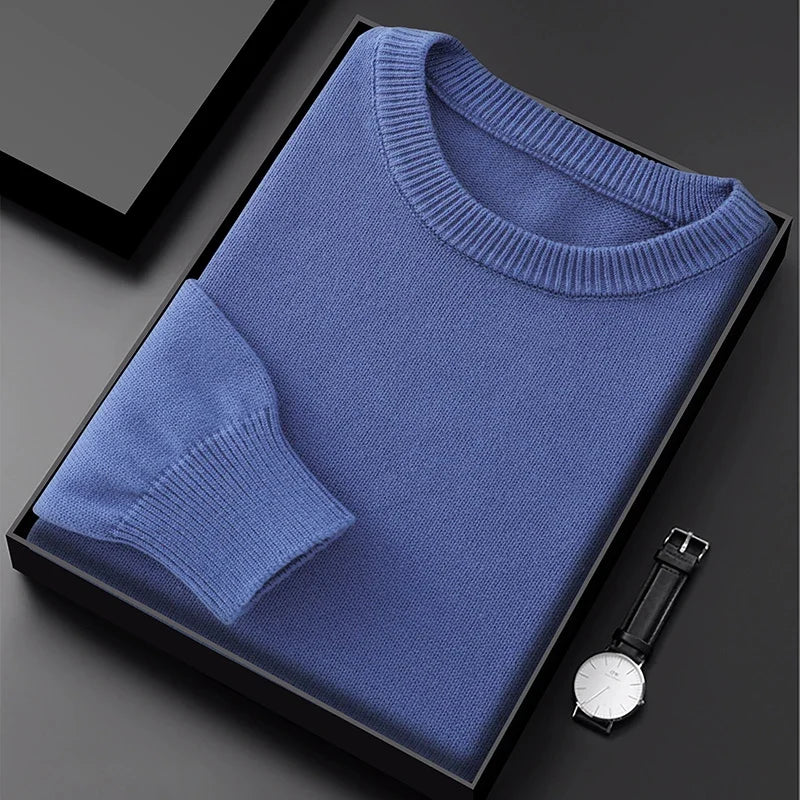 Herren Rundhals Pullover Strickpullover Langarm Feinstrick