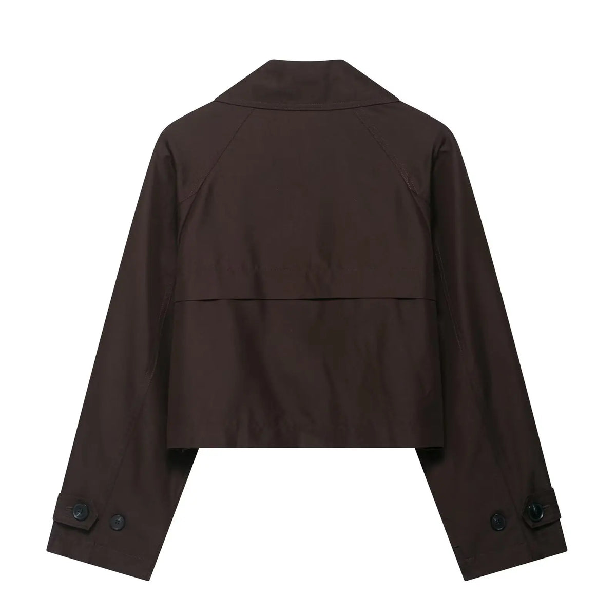 Kurze Damen Übergangsjacke mit Doppelreiher-Knöpfen in Beige/Braun