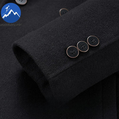 Herren Klassischer Veganer Wollmantel – Eleganter Business- und Freizeitmantel, Doppelreihig, Modernes Design
