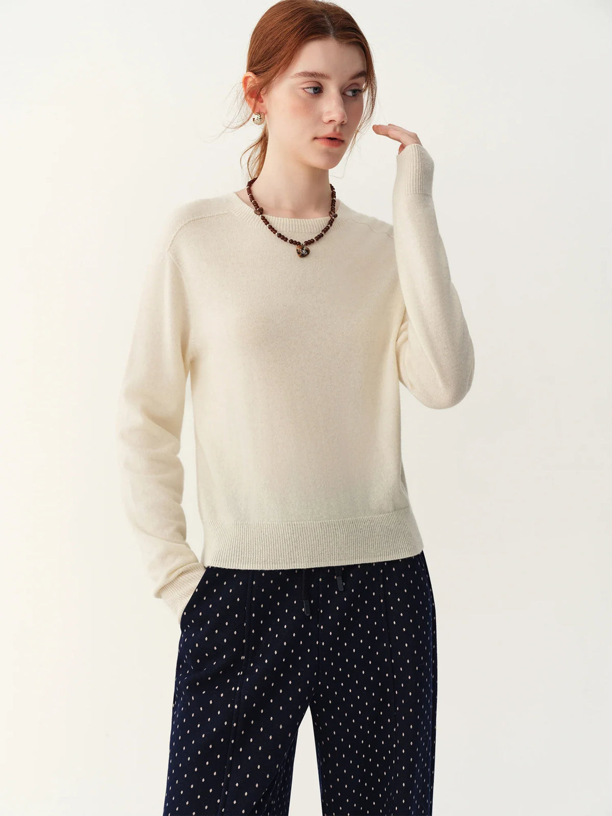 Damen Pullover Rundhals Langarm Strickpullover