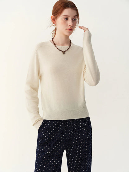Damen Pullover Rundhals Langarm Strickpullover