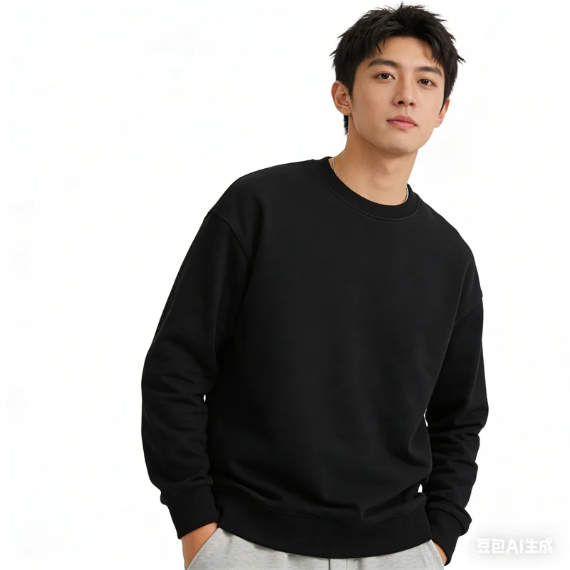 Unisex Basic Rundhals Sweatshirt Uni Farbe Langarm
