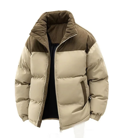 Unisex Winter Steppjacke mit Kapuze, Kontrastmaterial, Gesteppt