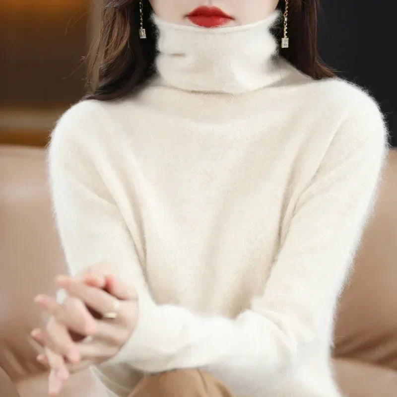 Damen Rollkragenpullover mit langen Ärmeln, weiches Material