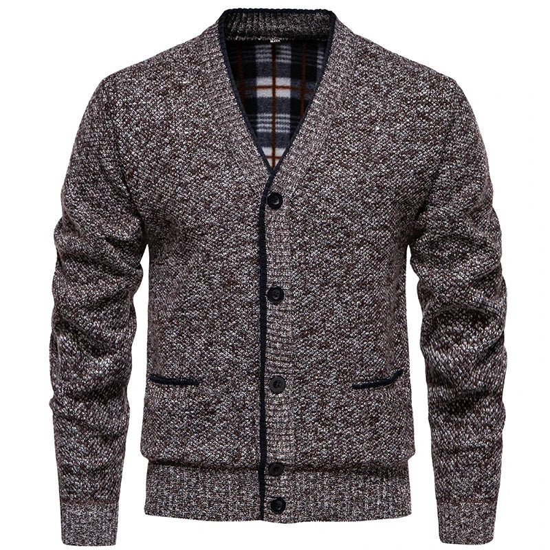 Herren Strickjacke V-Ausschnitt Knopfleiste Feinstrick