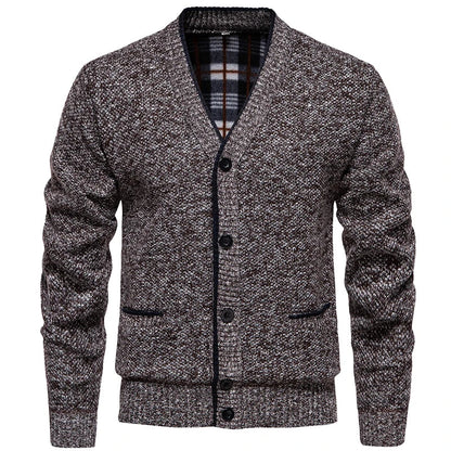 Herren Strickjacke V-Ausschnitt Knopfleiste Feinstrick