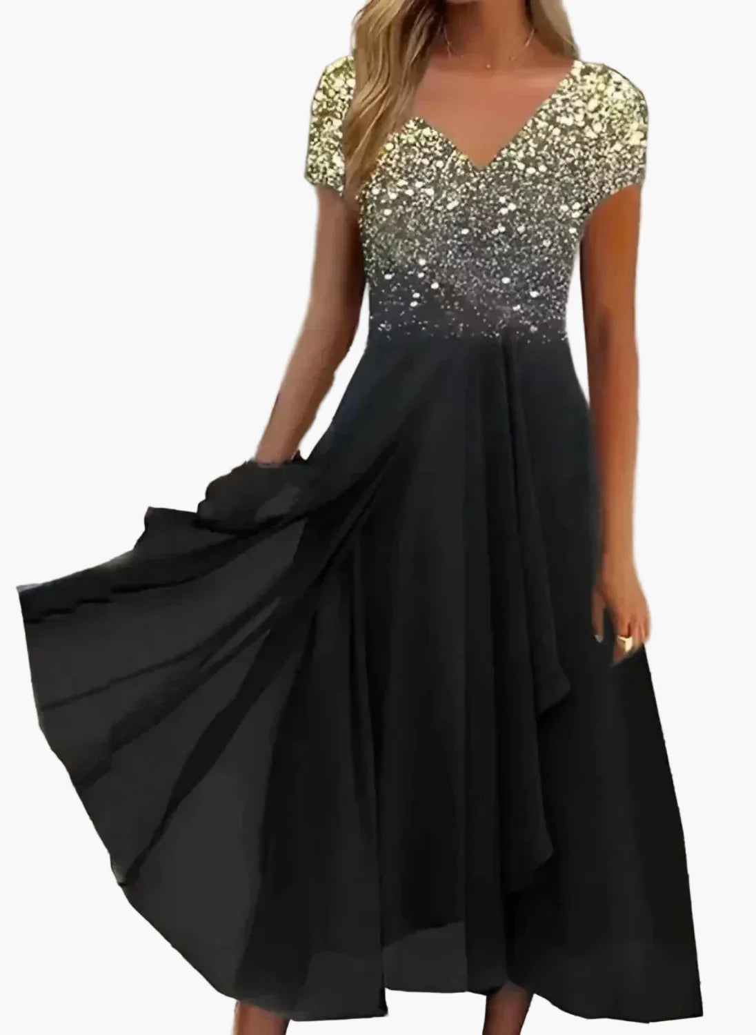 Damen Abendkleid mit floralem Farbverlauf – Elegantes Maxikleid für festliche Anlässe