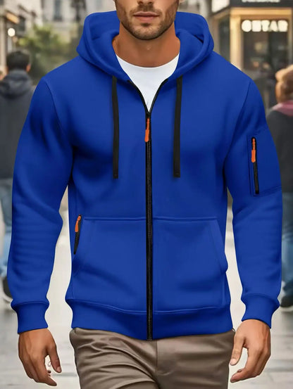 Herren Kapuzenjacke mit Reißverschluss und Kontrastdetails