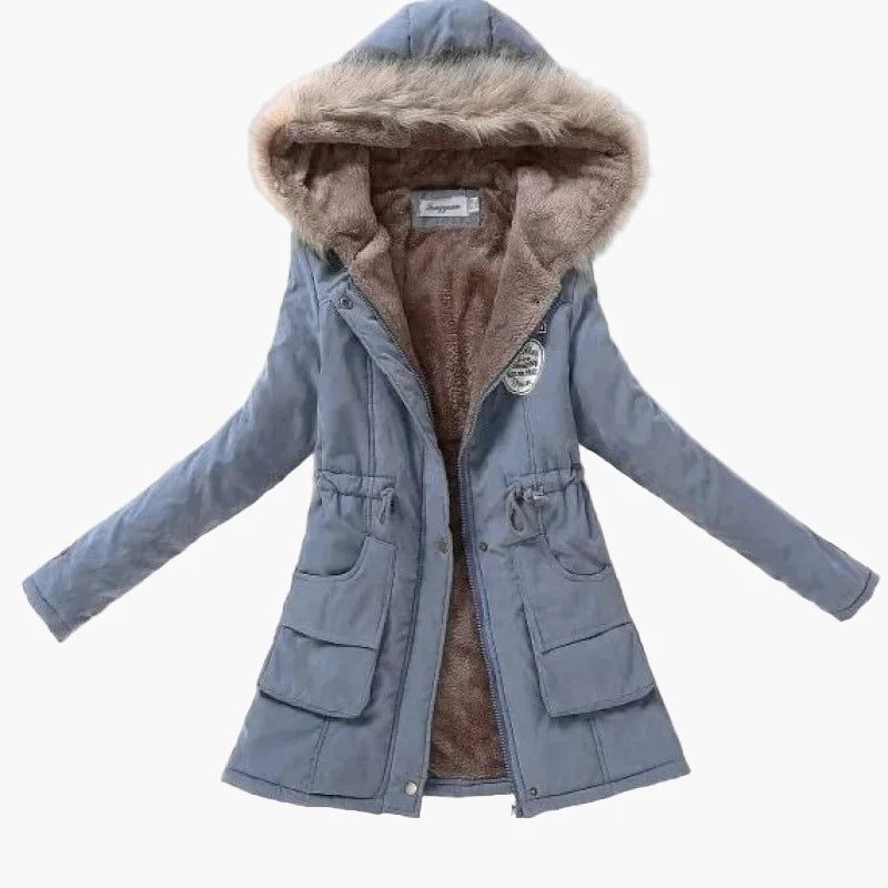 Damen Winterparka mit Kunstfellkapuze – Modischer Koreanischer Stil, Warm & Gefüttert, Alltag & Outdoor