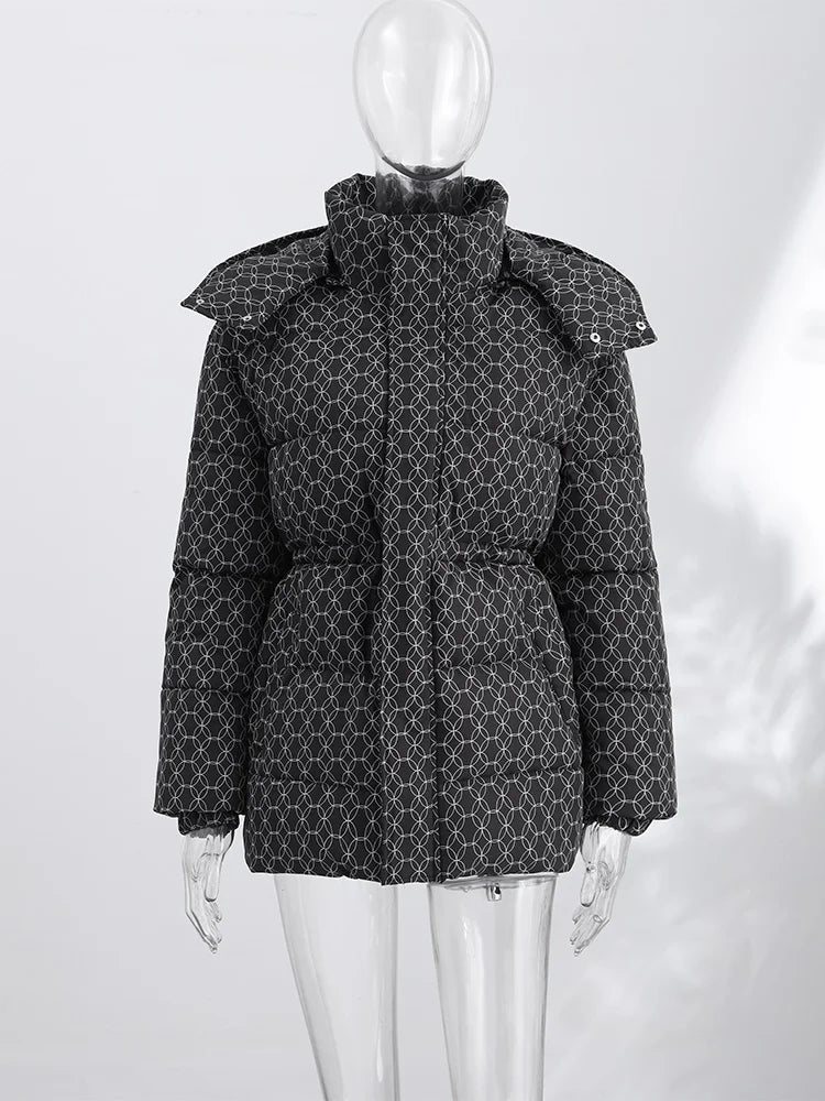 Damen Steppjacke mit Kapuze und Kordelzug, gepolstert, versch. Muster