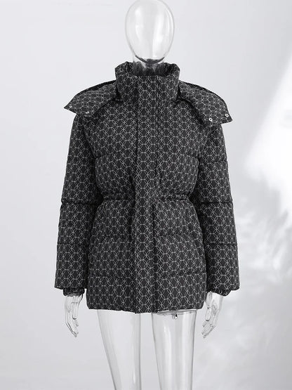 Damen Steppjacke mit Kapuze und Kordelzug, gepolstert, versch. Muster