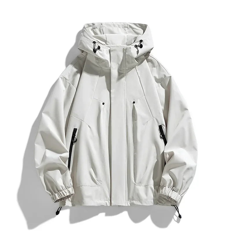 Unisex Kapuzenjacke mit Reißverschlüssen und Kordelzug, Casual Übergangsjacke