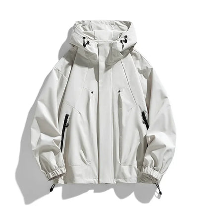 Unisex Kapuzenjacke mit Reißverschlüssen und Kordelzug, Casual Übergangsjacke