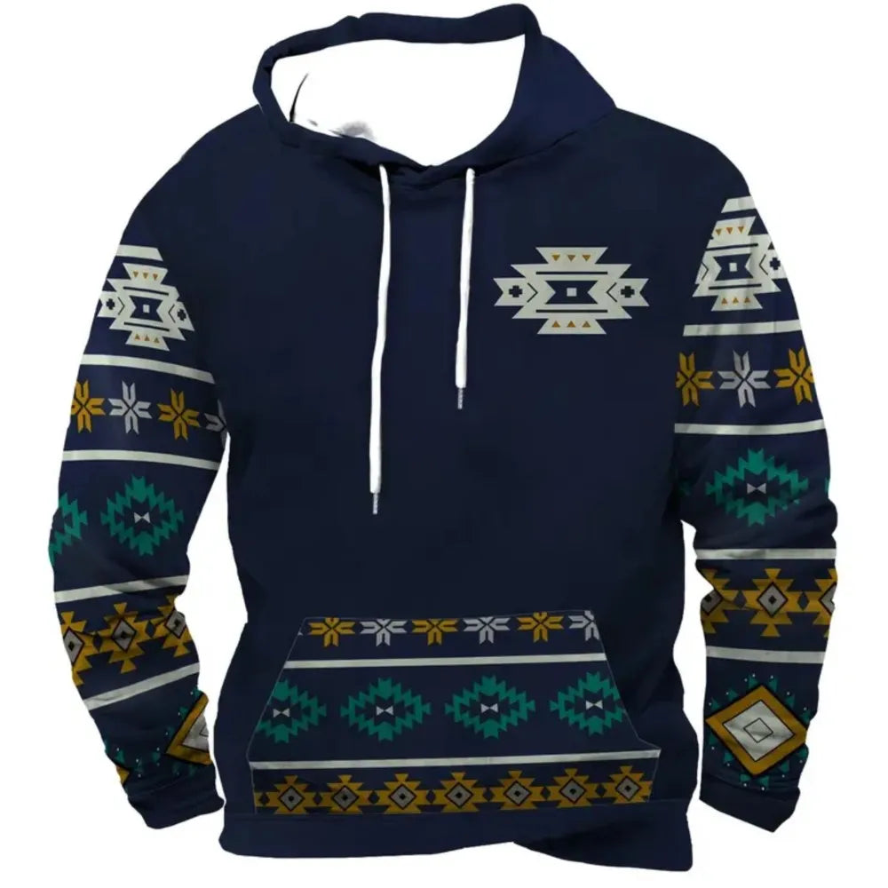 Herren Hoodie mit Hirsch-Motiv und Muster Ärmeln