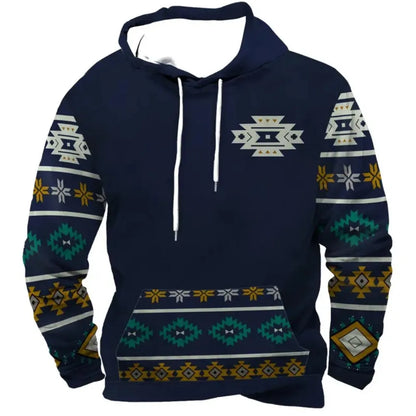 Herren Hoodie mit Hirsch-Motiv und Muster Ärmeln