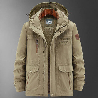 Herren Winterparka mit Kapuze, Teddyfutter und mehreren Taschen
