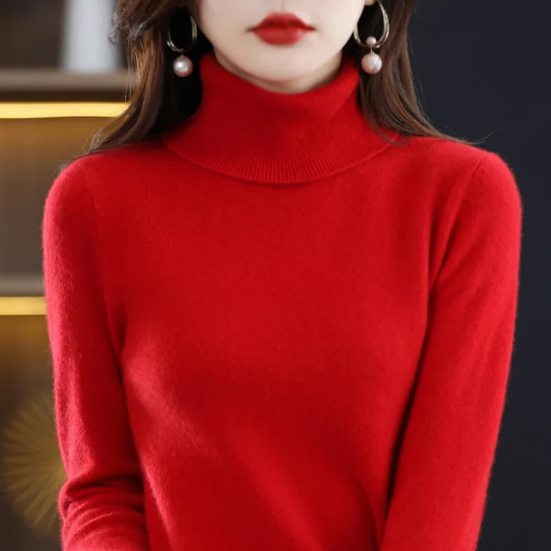 Damen Rollkragenpullover, weiches Material, langärmlig