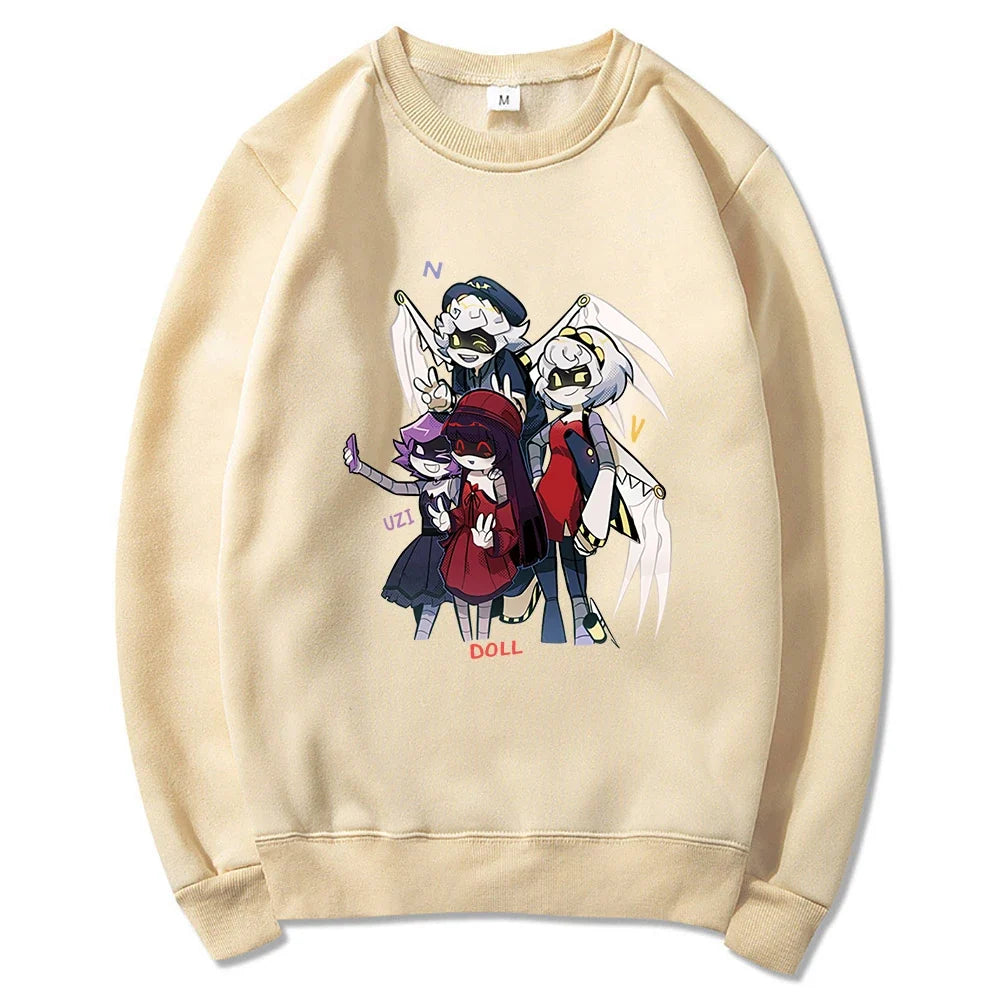 Hoodie mit Kapuze & Kängurutasche – Cartoon-Charakter-Print