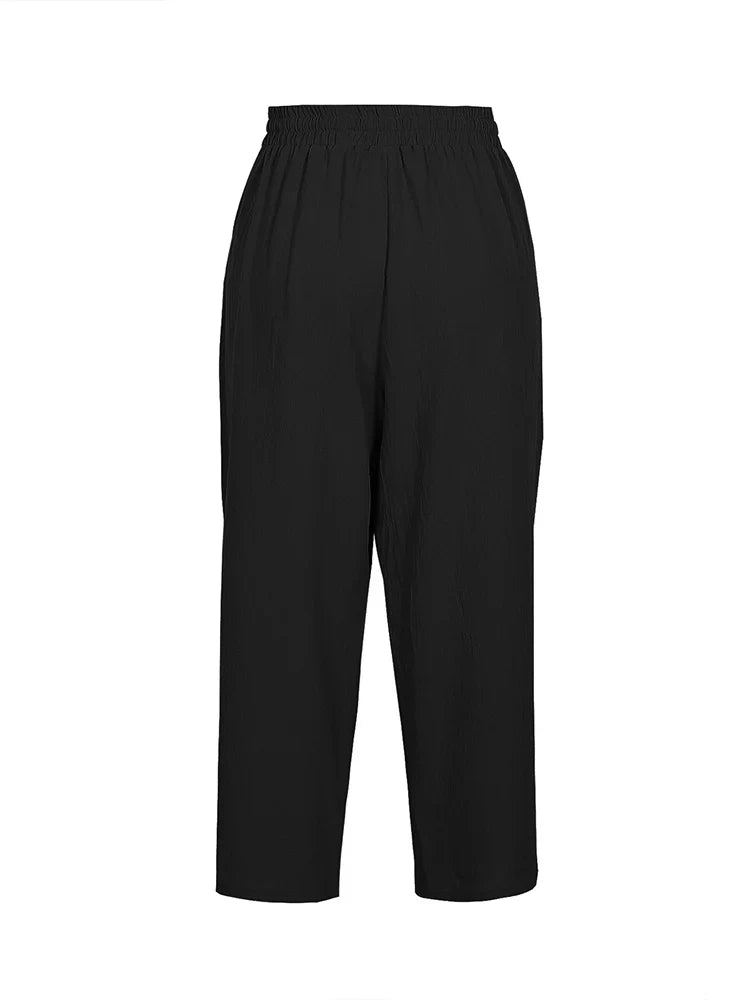 Damen Freizeithose mit Kordelzug und aufgeschlagenem Beinabschluss