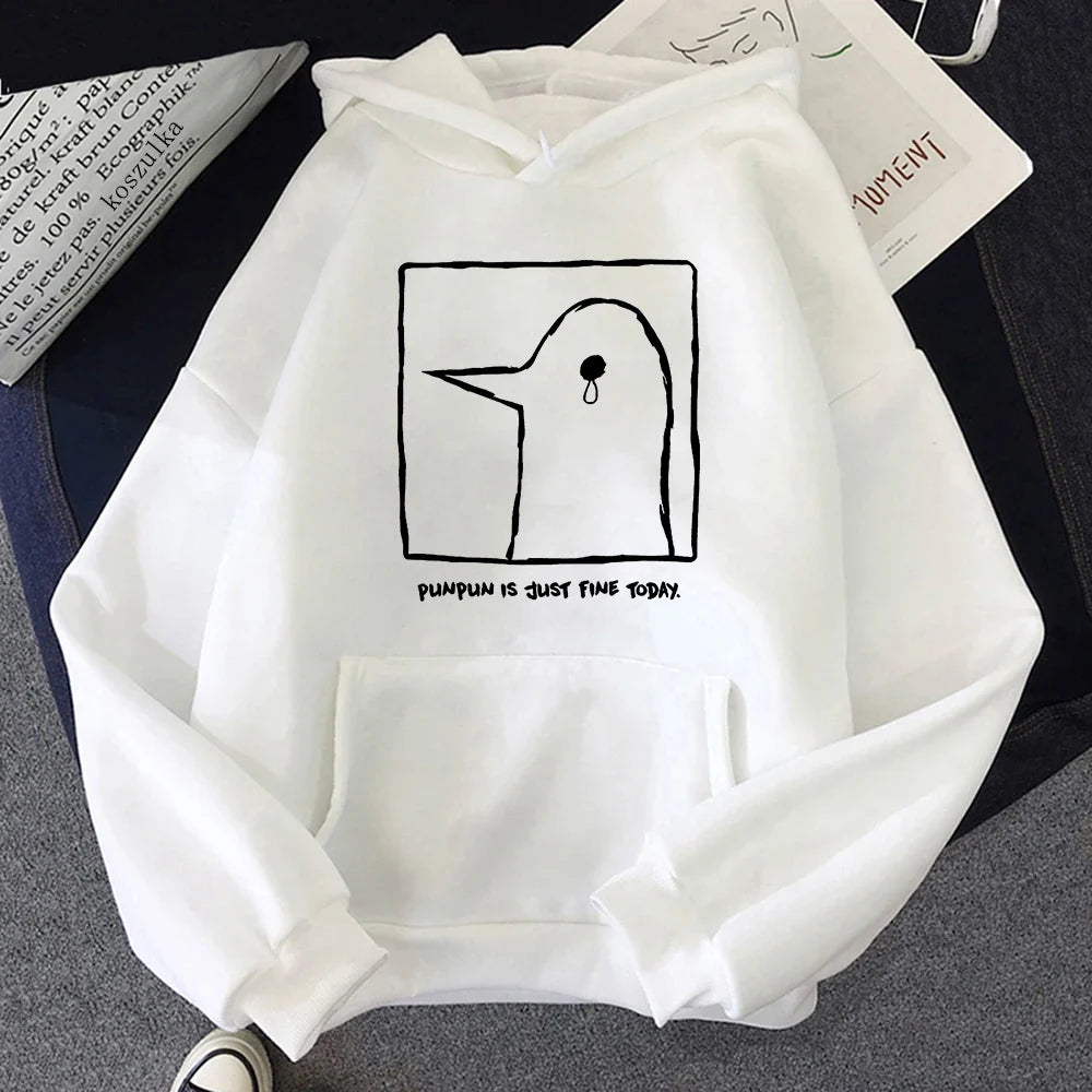 Hoodie mit Pinguin-Print, Beige