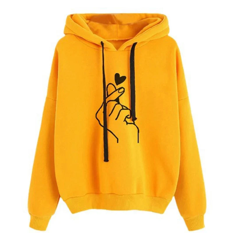 Hoodie Damen mit Kordelzug und Handgesten-Print – Verschiedene Farben