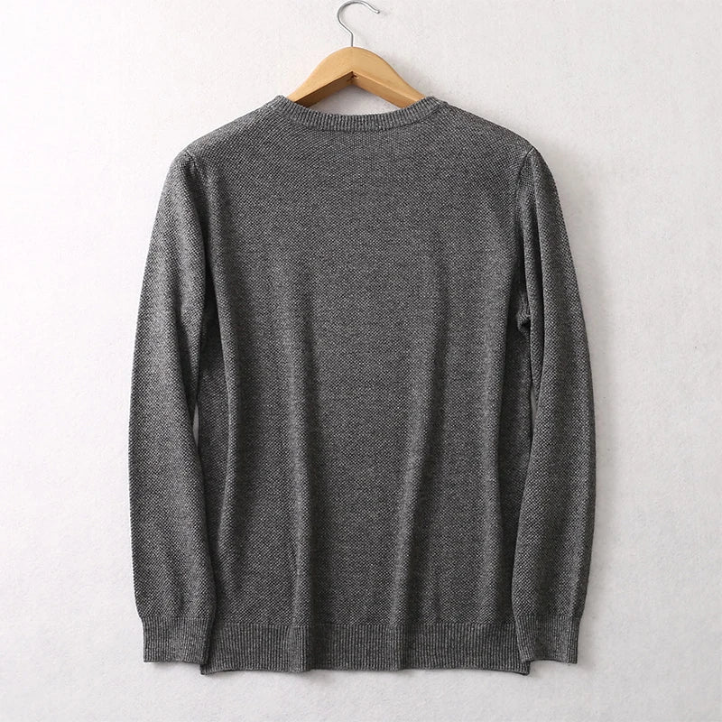 Unisex Langarm-Pullover mit Rundhalsausschnitt Feinstrick Grau Schwarz Braun