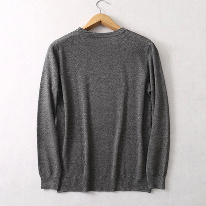 Unisex Langarm-Pullover mit Rundhalsausschnitt Feinstrick Grau Schwarz Braun