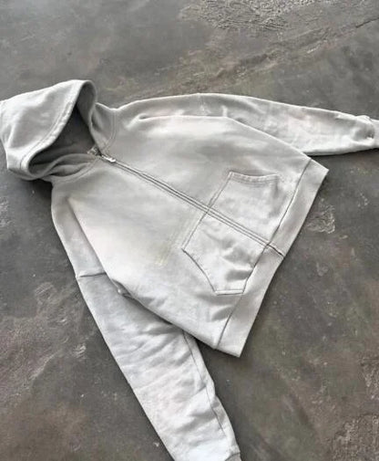 Damen Kapuzenjacke mit Reißverschluss Türkis mit Muster