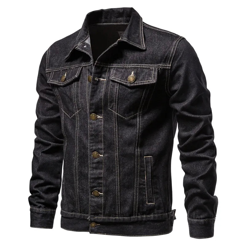 Herren Jeansjacke im klassischen Stil mit Knopfverschluss und Brusttaschen