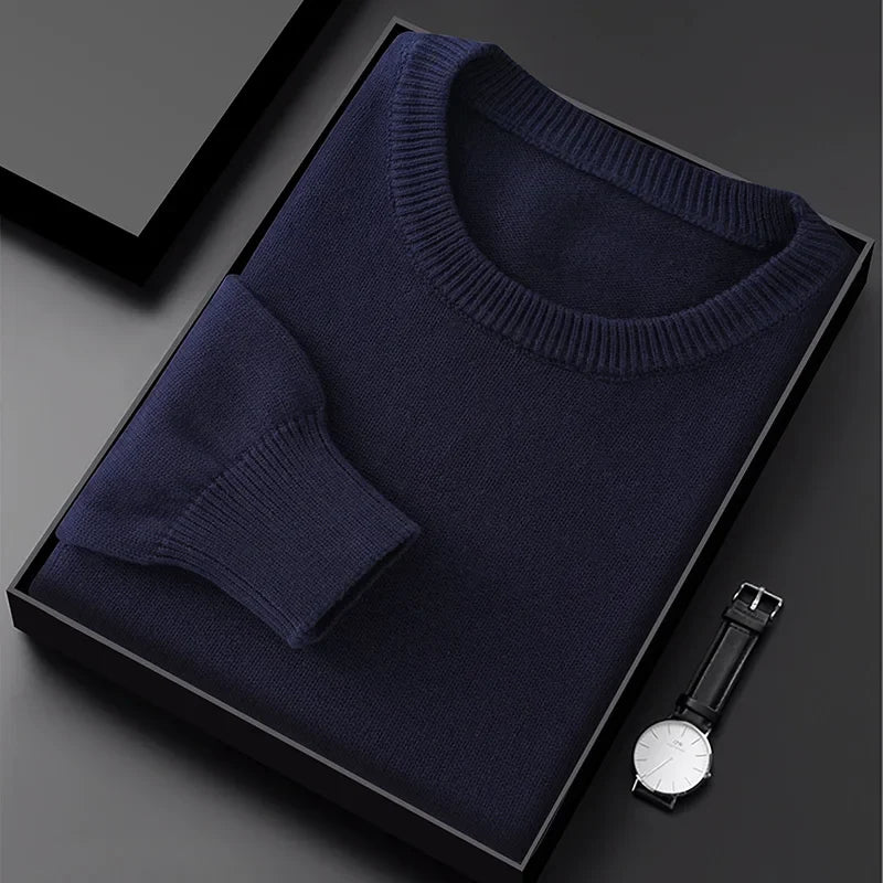 Herren Rundhals Pullover Strickpullover Langarm Feinstrick