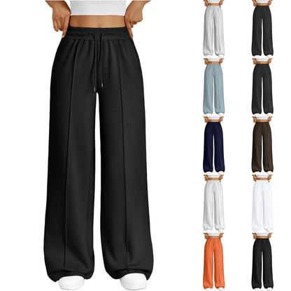 Damen Weite Hose mit Gummibund und Kordelzug – Bequeme Freizeithose