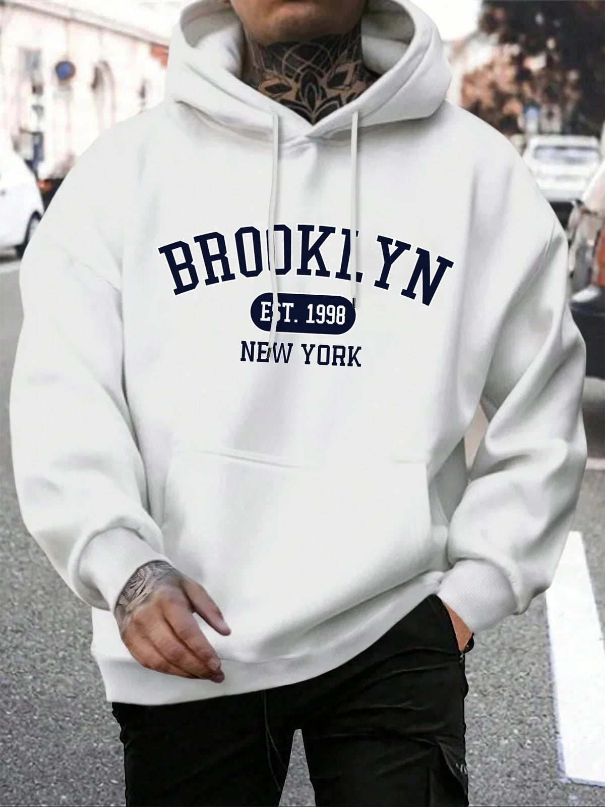 Herren Hoodie mit Kordelzug und Kängurutasche – Verschiedene New York Designs